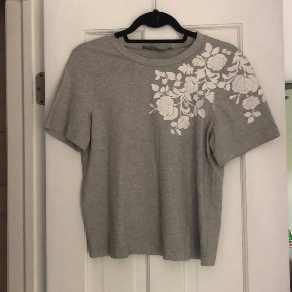 Anthropologie Short Sleeve Appliqué Tee